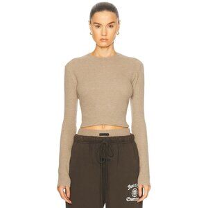 Fear of God ESSENTIALS Fitted Sweater in Desert Sand Medium Womens Top
